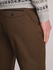 Brook Taverner Brown Textured Stretch Cotton Trousers - Image 3 of 4