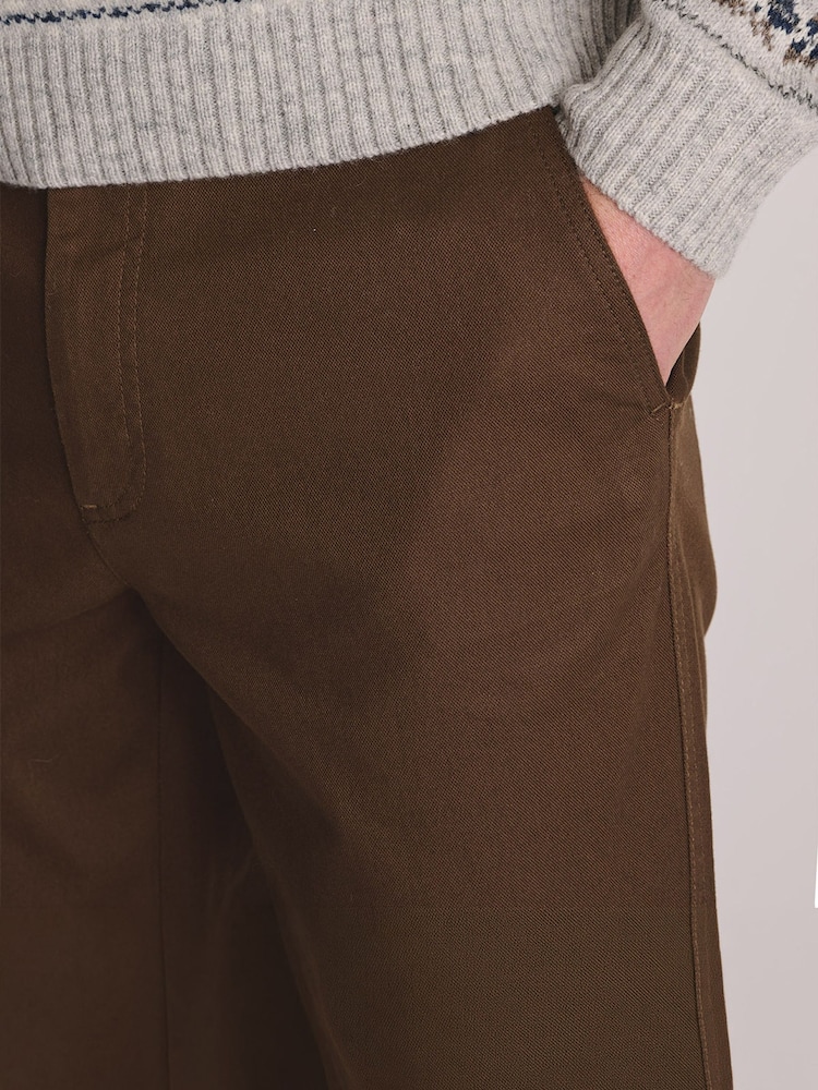Brook Taverner Brown Textured Stretch Cotton Trousers - Image 4 of 4 Brook Taverner Brown Textured Stretch Cotton Trousers - Image 4 of 4