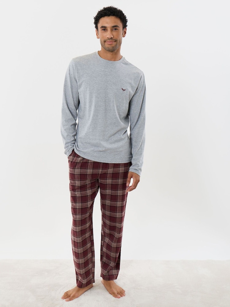Raudona - Threadbare medvilnės viršutinių ir flanelinių kelnių pidžamų komplektas - 1 paveikslėlis iš 4 Raudona - Threadbare medvilnės viršutinių ir flanelinių kelnių pidžamų komplektas - 1 paveikslėlis iš 4