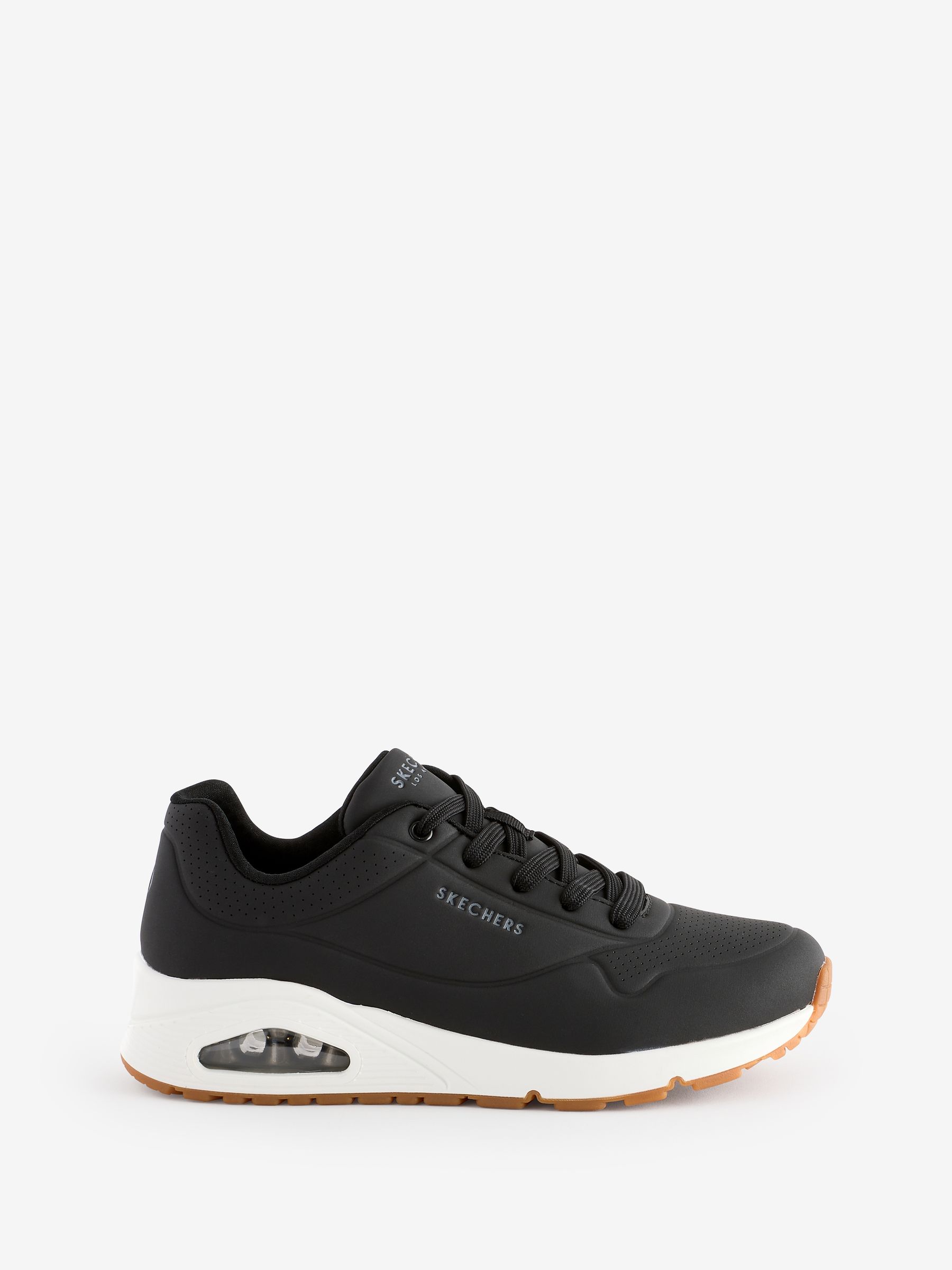 Skechers Black White Wide Fit Womens Uno Stand On Air Trainers
