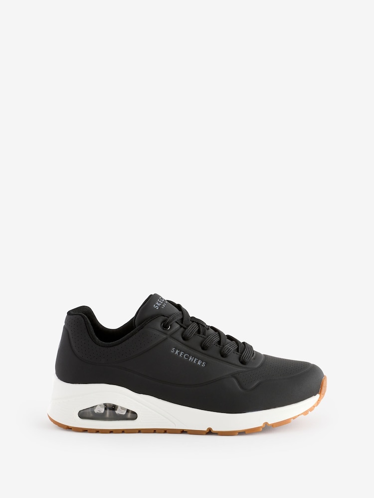 Skechers Black/White Womens Uno Wide Fit Trainers - Image 2 of 6