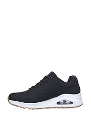 Skechers Black/White Womens Uno Wide Fit Trainers - Image 3 of 6