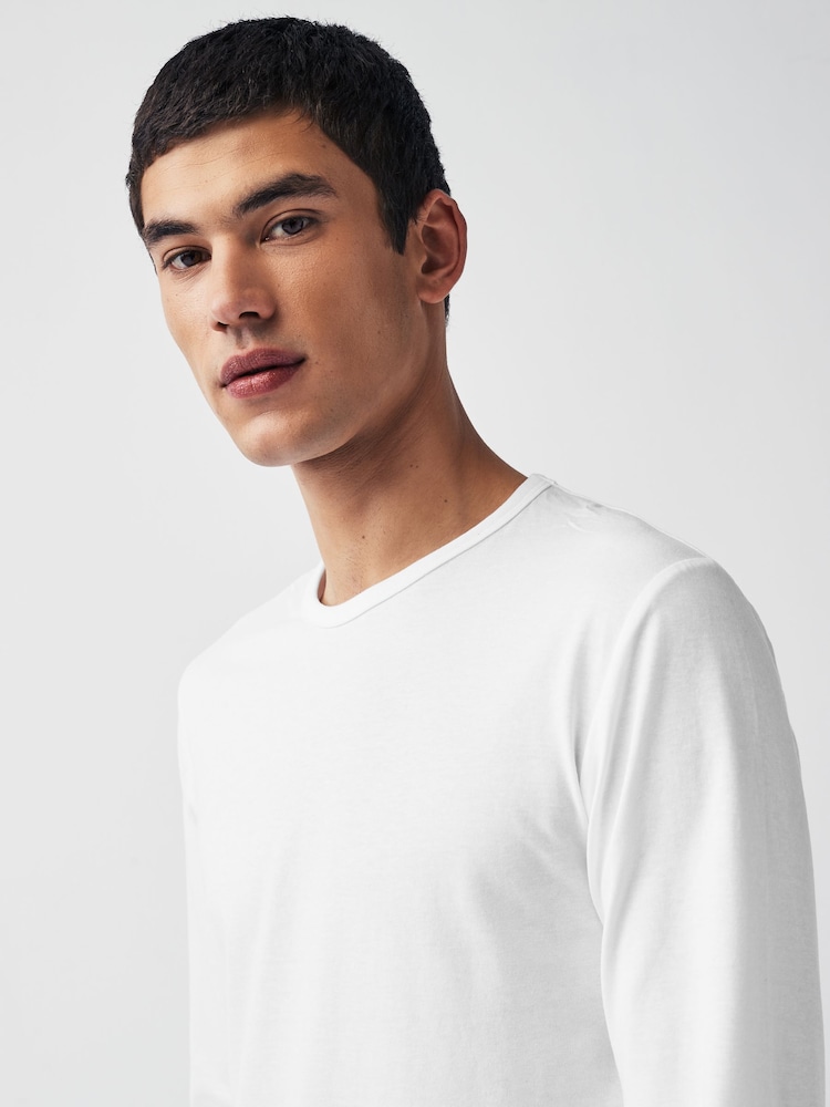 White Long Sleeve 100% Cotton Layering T-Shirts 5 Pack - Image 4 of 7