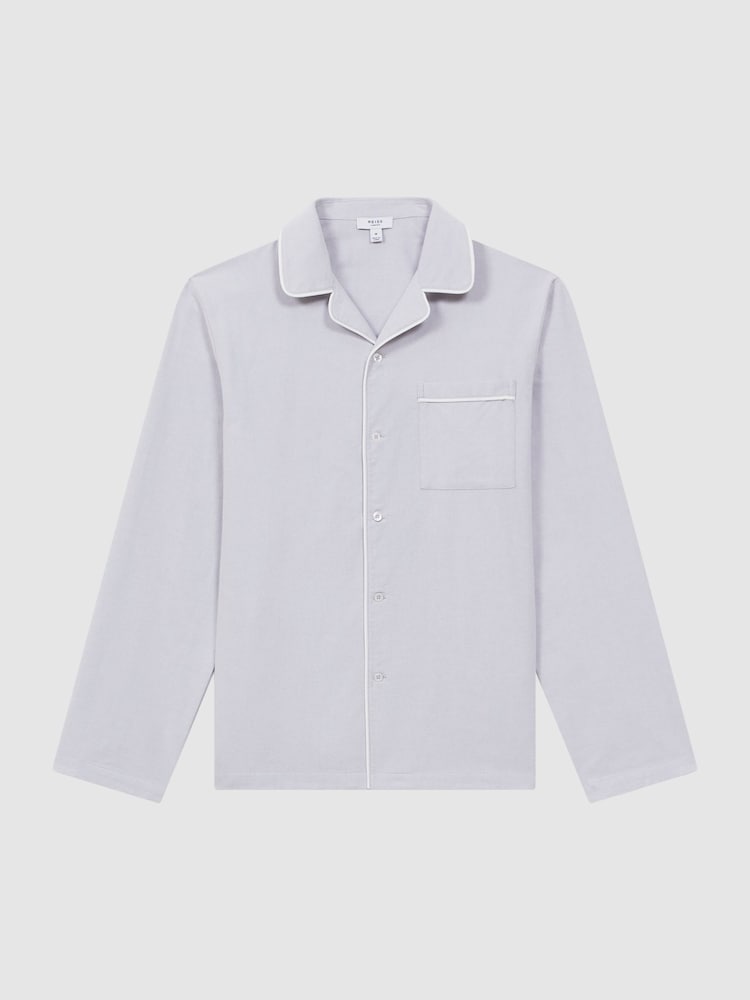 Reiss Ice Grey Keddington Cotton Button-Through Pyjama Shirt - Image 2 of 5