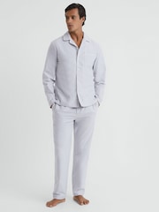 Reiss Ice Grey Keddington Cotton Button-Through Pyjama Shirt - Image 3 of 5