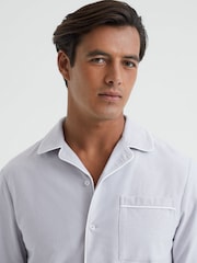 Reiss Ice Grey Keddington Cotton Button-Through Pyjama Shirt - Image 4 of 5
