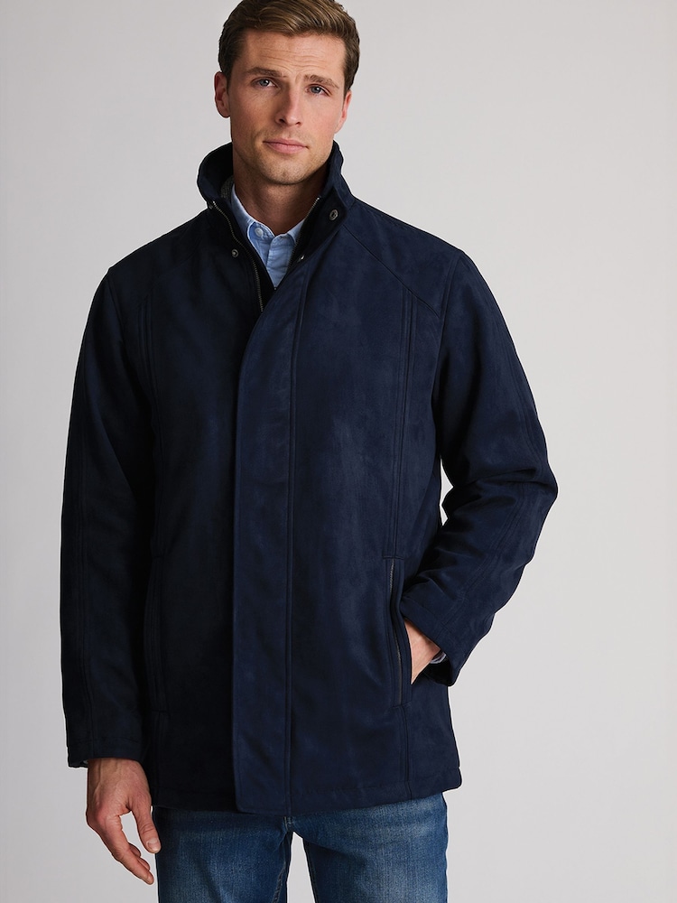Brook Taverner Blue Faux Suede Padded Jacket - Image 2 of 6 Brook Taverner Blue Faux Suede Padded Jacket - Image 2 of 6