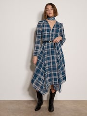 Apricot Check Crepe Midi Dress - Image 1 of 5