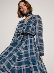 Apricot Check Crepe Midi Dress - Image 3 of 5