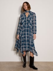 Apricot Check Crepe Midi Dress - Image 4 of 5