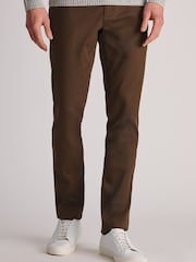 Brook Taverner Brown Textured Stretch Cotton Trousers - Image 1 of 4