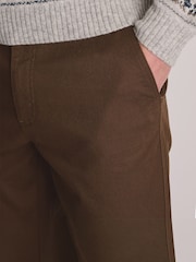 Brook Taverner Brown Textured Stretch Cotton Trousers - Image 4 of 4
