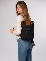 Negro/Marrón - Mochila 'Fabienne' de lona y cuero de Pure Luxuries London - Imagen 1 de 6