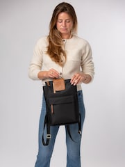 Negro/Marrón - Mochila 'Fabienne' de lona y cuero de Pure Luxuries London - Imagen 2 de 6