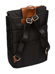 Negro/Marrón - Mochila 'Fabienne' de lona y cuero de Pure Luxuries London - Imagen 4 de 6