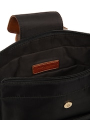 Negro/Marrón - Mochila 'Fabienne' de lona y cuero de Pure Luxuries London - Imagen 5 de 6
