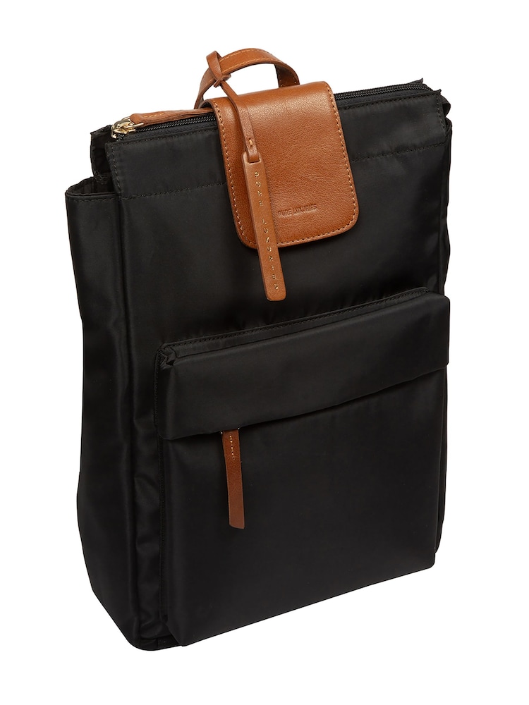 Negro/Marrón - Mochila 'Fabienne' de lona y cuero de Pure Luxuries London - Imagen 6 de 6