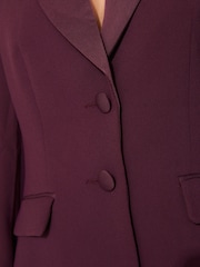 Plum Purple Tailored Crepe Single Breasted Blazer - Image 4 of 6