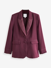 Plum Purple Tailored Crepe Single Breasted Blazer - Image 5 of 6