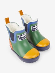 JoJo Maman Bébé Khaki Green Cosy Lined Colour Block Wellies - Image 6 of 8