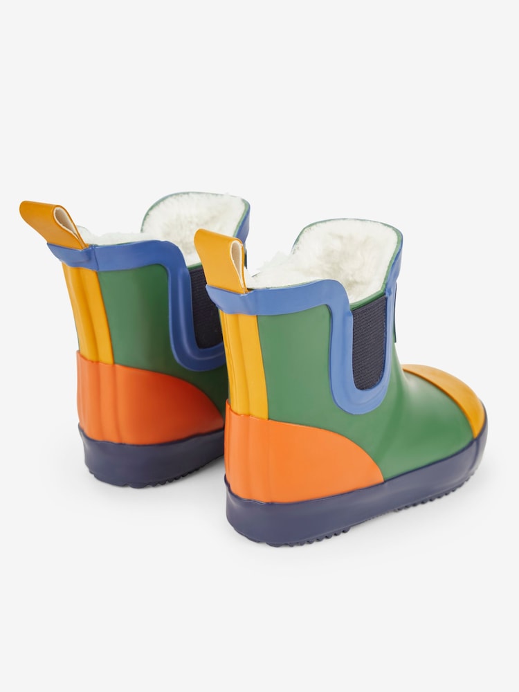 JoJo Maman Bébé Khaki Green Cosy Lined Colour Block Wellies - Image 8 of 8