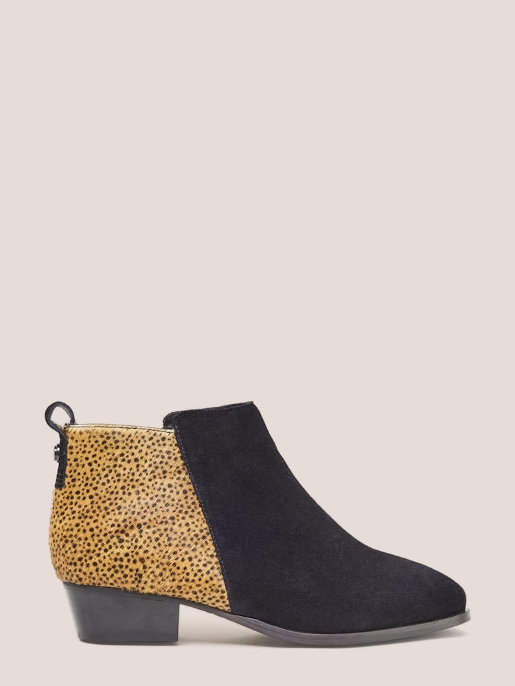White Stuff Black Suede Pony Willow Ankle Boots - Image 1 of 4