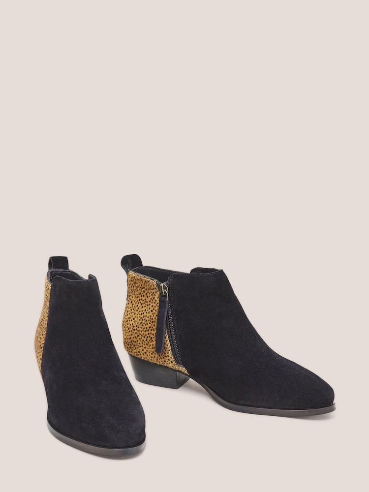 White Stuff Black Suede Pony Willow Ankle Boots - Image 2 of 4