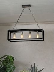 Black Brooklyn Linear 4 Light Pendant Ceiling Light - Image 1 of 8
