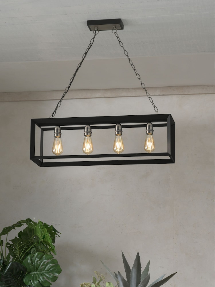 Black Brooklyn Linear 4 Light Pendant Ceiling Light - Image 1 of 8