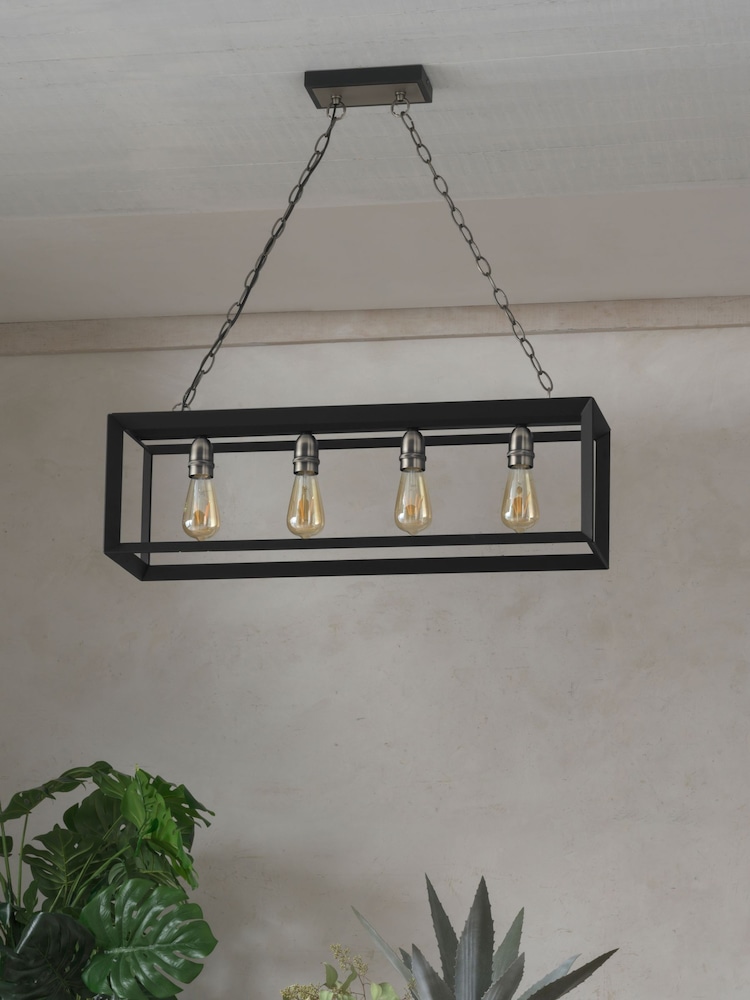 Black Brooklyn Linear 4 Light Pendant Ceiling Light - Image 2 of 8