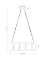 Black Brooklyn Linear 4 Light Pendant Ceiling Light - Image 4 of 8