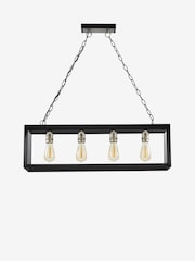 Black Brooklyn Linear 4 Light Pendant Ceiling Light - Image 7 of 8