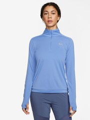 Nike Mid Blue Dri-FIT Pacer 1/4Zip Running Top - Image 1 of 4