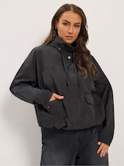 Yours Curve Black Lightweight Funnel Neck Jacket - Image 1 of 7