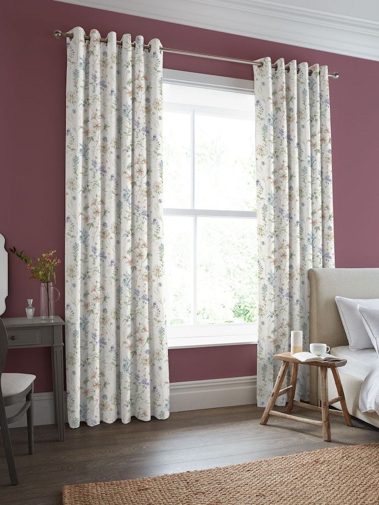 Laura Ashley Chalk Pink Wild Meadow Made to Measure 100% Cotton Curtains - Image 2 of 9
