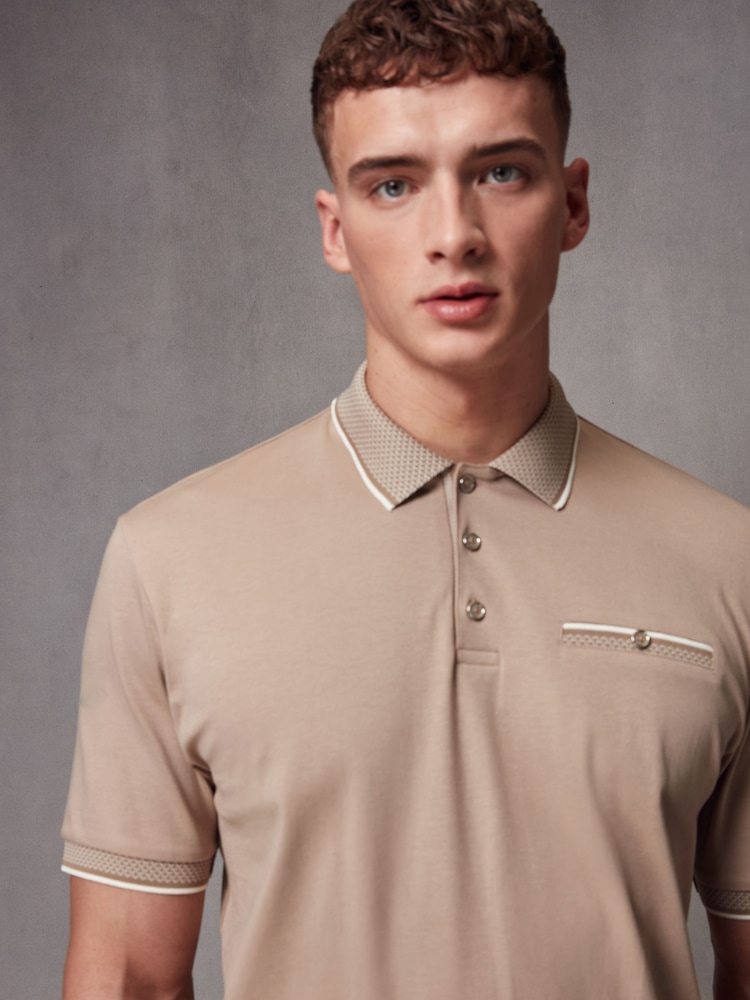 Neutral Short Sleeve Smart Collar Polo Shirt - Image 1 of 8