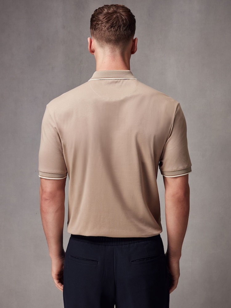 Neutral Short Sleeve Smart Collar Polo Shirt - Image 3 of 8