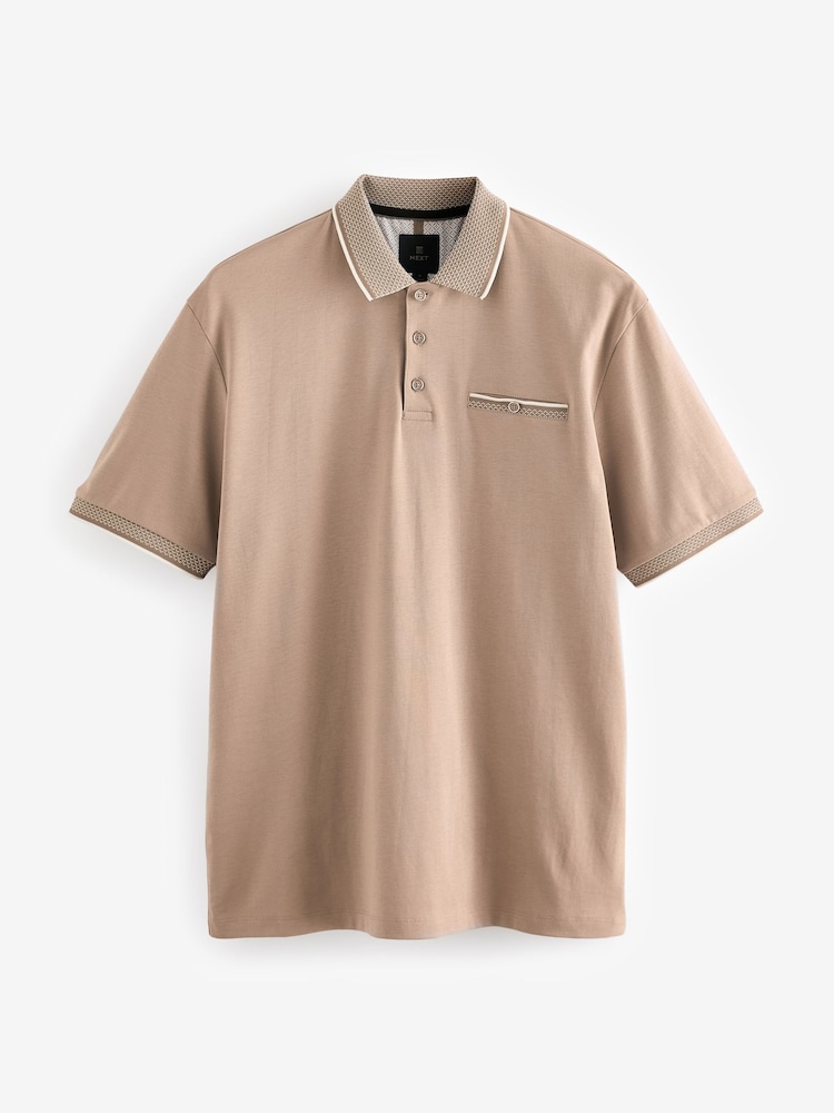 Neutral Short Sleeve Smart Collar Polo Shirt - Image 6 of 8