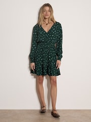 Apricot Green Vintage Floral Crepe Mini Dress - Image 1 of 4