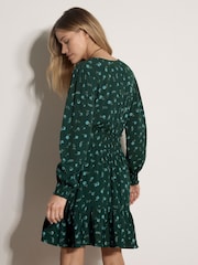 Apricot Green Vintage Floral Crepe Mini Dress - Image 2 of 4