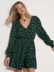 Apricot Green Vintage Floral Crepe Mini Dress - Image 3 of 4