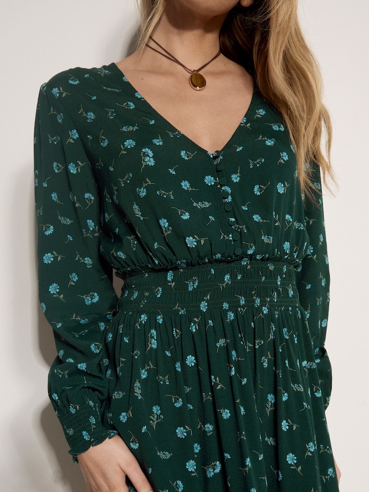 Apricot Green Vintage Floral Crepe Mini Dress - Image 4 of 4 Apricot Green Vintage Floral Crepe Mini Dress - Image 4 of 4