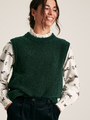 Joules Lily Green Bouclé Vest - Image 1 of 8