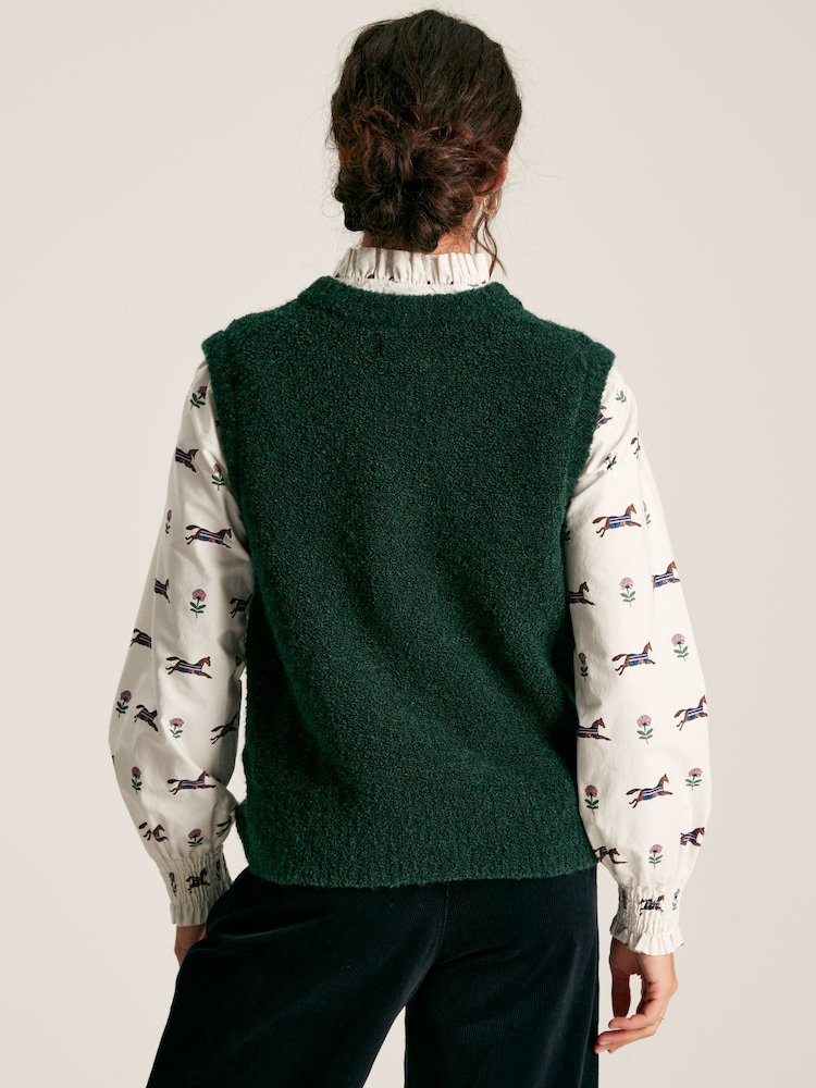 Joules Lily Green Bouclé Vest - Image 2 of 8
