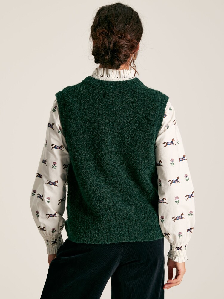 Joules Lily Green Bouclé Vest - Image 2 of 8 Joules Lily Green Bouclé Vest - Image 2 of 8