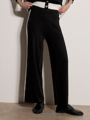 Apricot Black Monochrome Stripe Wide-Leg Knitted Trousers - Image 1 of 4