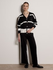 Apricot Black Monochrome Stripe Wide-Leg Knitted Trousers - Image 4 of 4