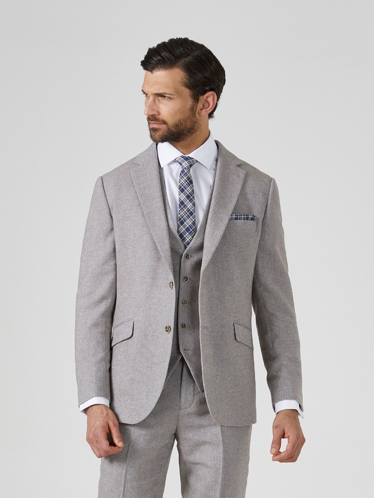 Skopes Grey Jude Tweed Tailored Fit Suit Jacket - Image 1 of 6