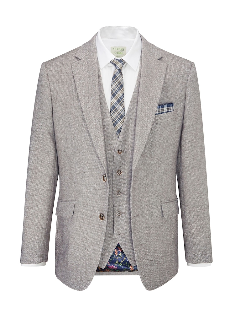 Skopes Grey Jude Tweed Tailored Fit Suit Jacket - Image 5 of 6