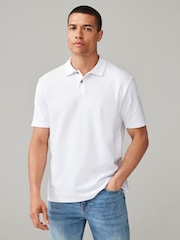 White Textured Short Sleeve Polo Shirt - Image 1 of 7